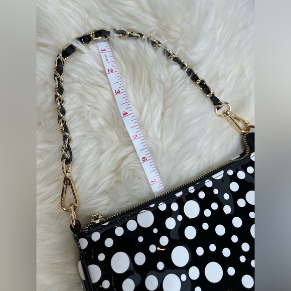 Betsy Johnson Mini Baguette, Black and White polkadot faux patent leather - Picture 14 of 14